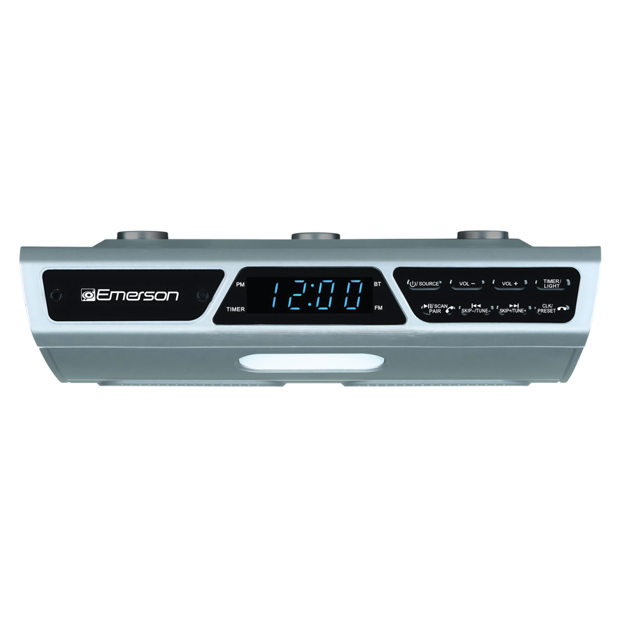 Emerson
12:00 PM
BT
SOURCE
VOL- VOL+
TIMER/LIGHT
SCAN
HSCAN
PAIR
SKIP/TUNE
MUTE
PRESET