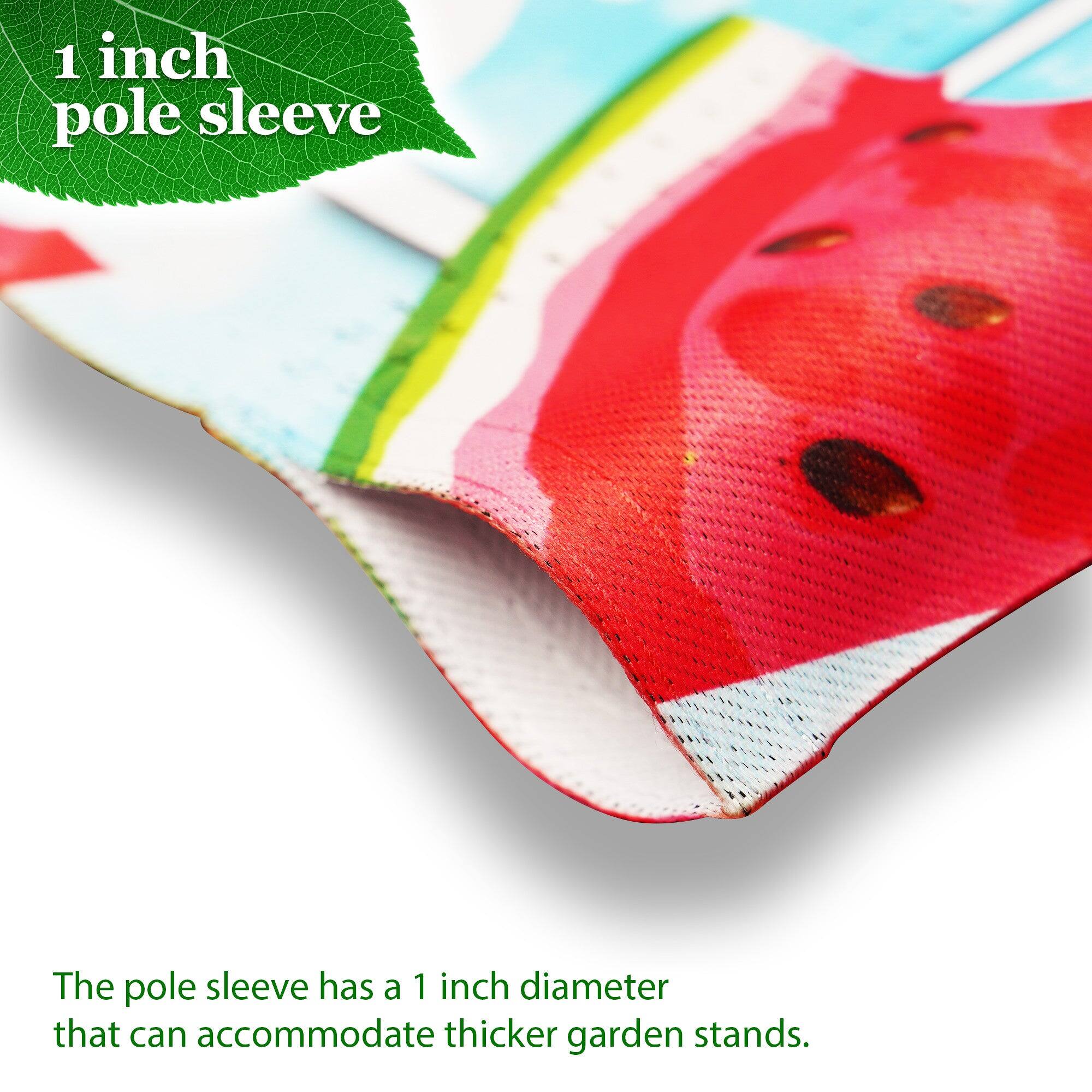 1 inch pole sleeve

The pole sleeve has a 1 inch diameter that can accommodate thicker garden stands.