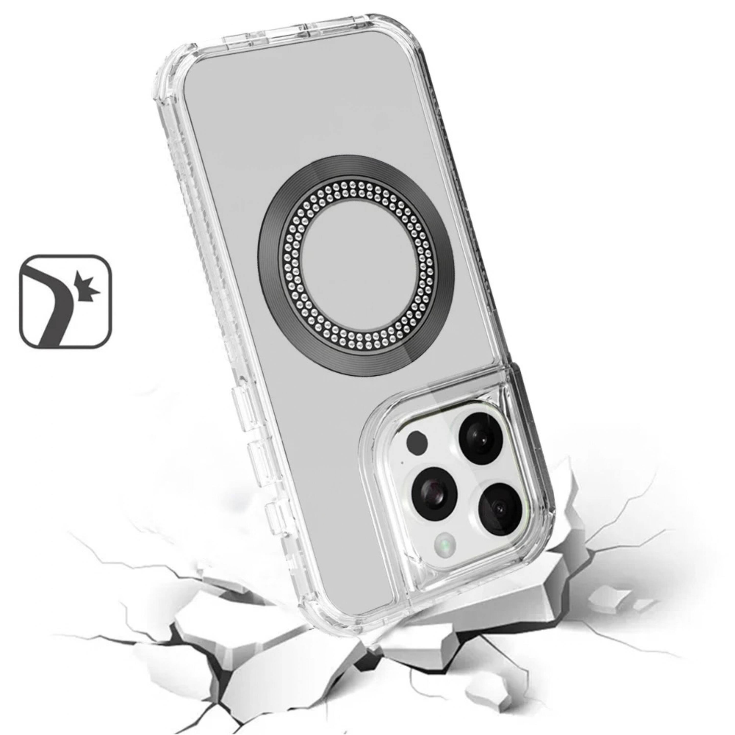 Kitcheniva Bling Magnetic Circle Hybrid Phone Case With Tempered Glass ...