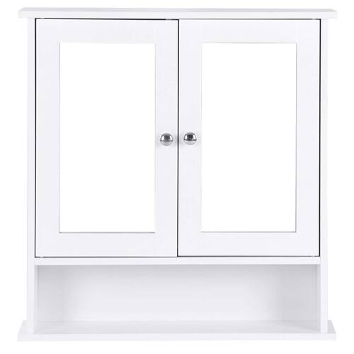 Left. SlickBlue - Bathroom Wall Cabinet with Mirror and Open Shelf for Easy Access - White.