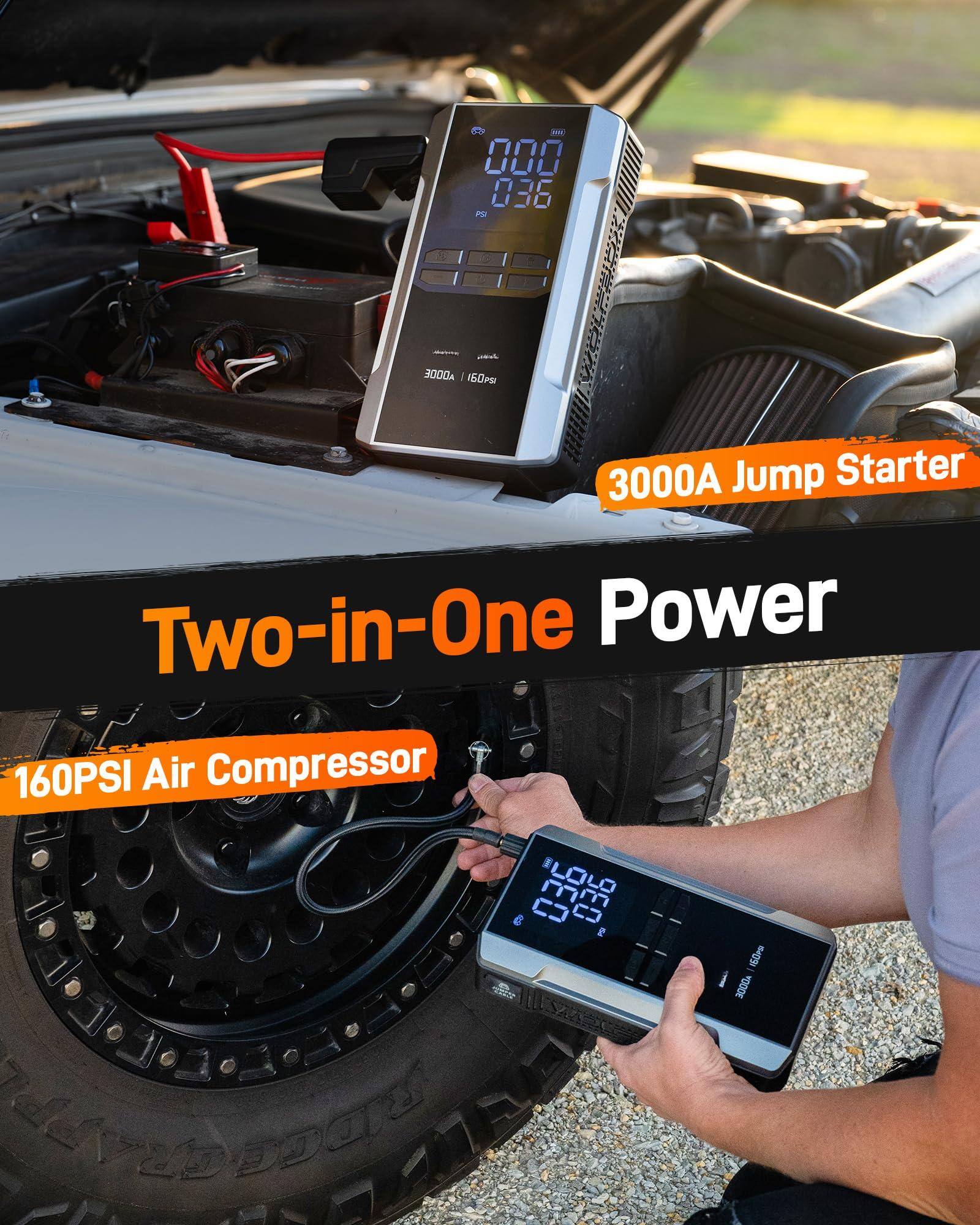 5 .. 000 036 PD HIAR ADODE - 160PSI Air Compressor Two-in-One Power 3000A Jump Starter