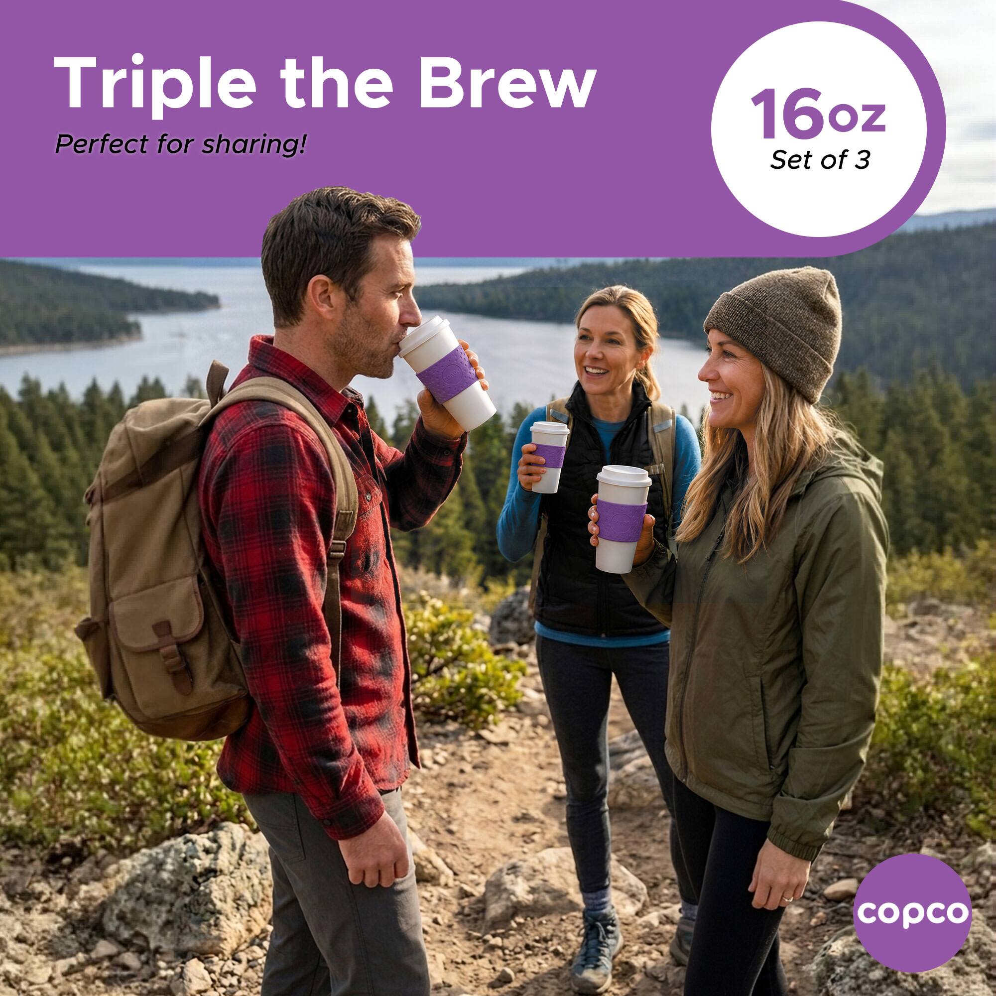 Triple the Brew  
Perfect for sharing!  
16oz Set of 3  
copco