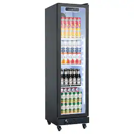 VEVOR - Commercial Merchandiser Refrigerator, 6.9 Cu.Ft / 195L Glass Door Display Refrigerator, Upright Beverage Cooler Fridge - Black