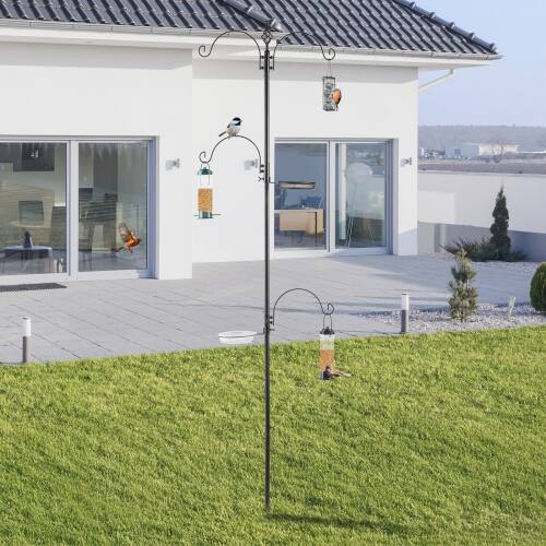 Alt View 7. Winado - 93inch Height Premium Bird Feeding Station Kit Portable Birds Feeder Pole Planter Hanger for Outdoor - Black.