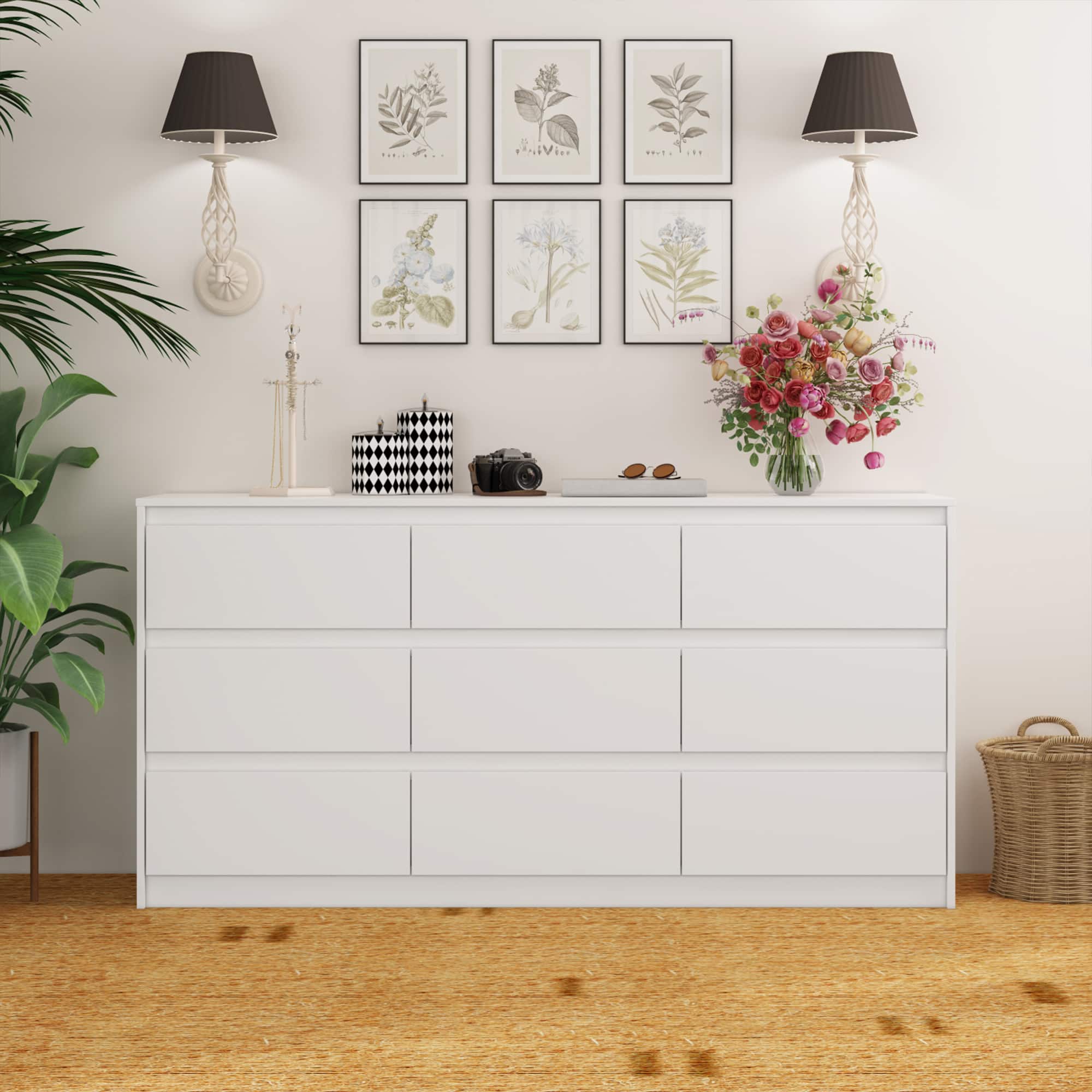 FUFU & GAGA - FUFU&GAGA 9 - Drawer Horizontal Dresser Wide Chest Artful Storage - White