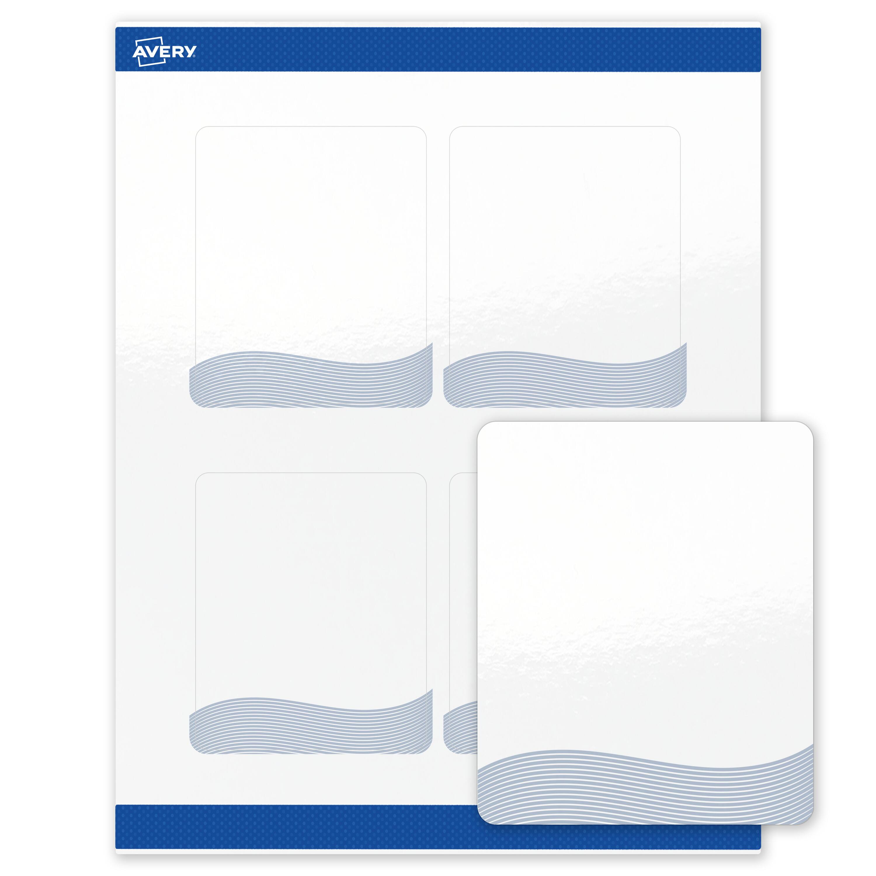 Front. Avery - Avery Labels, 4" x 3-1/3", Glossy White, Blue Waves - White.