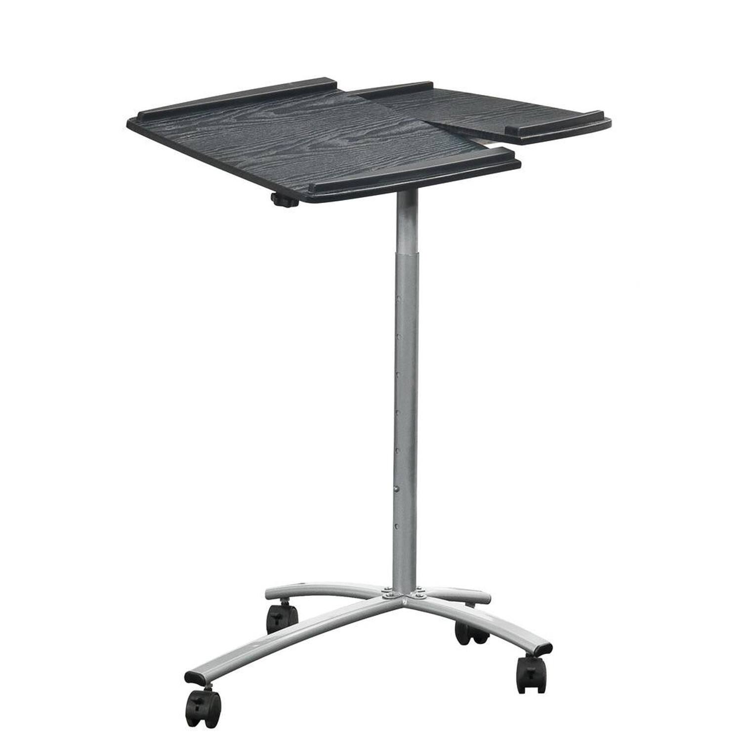 Front. Hivvago - Adjustable Laptop Computer Cart Desk Stand in Graphite Wood Grain - Gray.