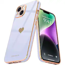 Entronix - Luxury Glossy Heart Case for iPhone 14 Plus - Flexible and Stylish Protection - Purple