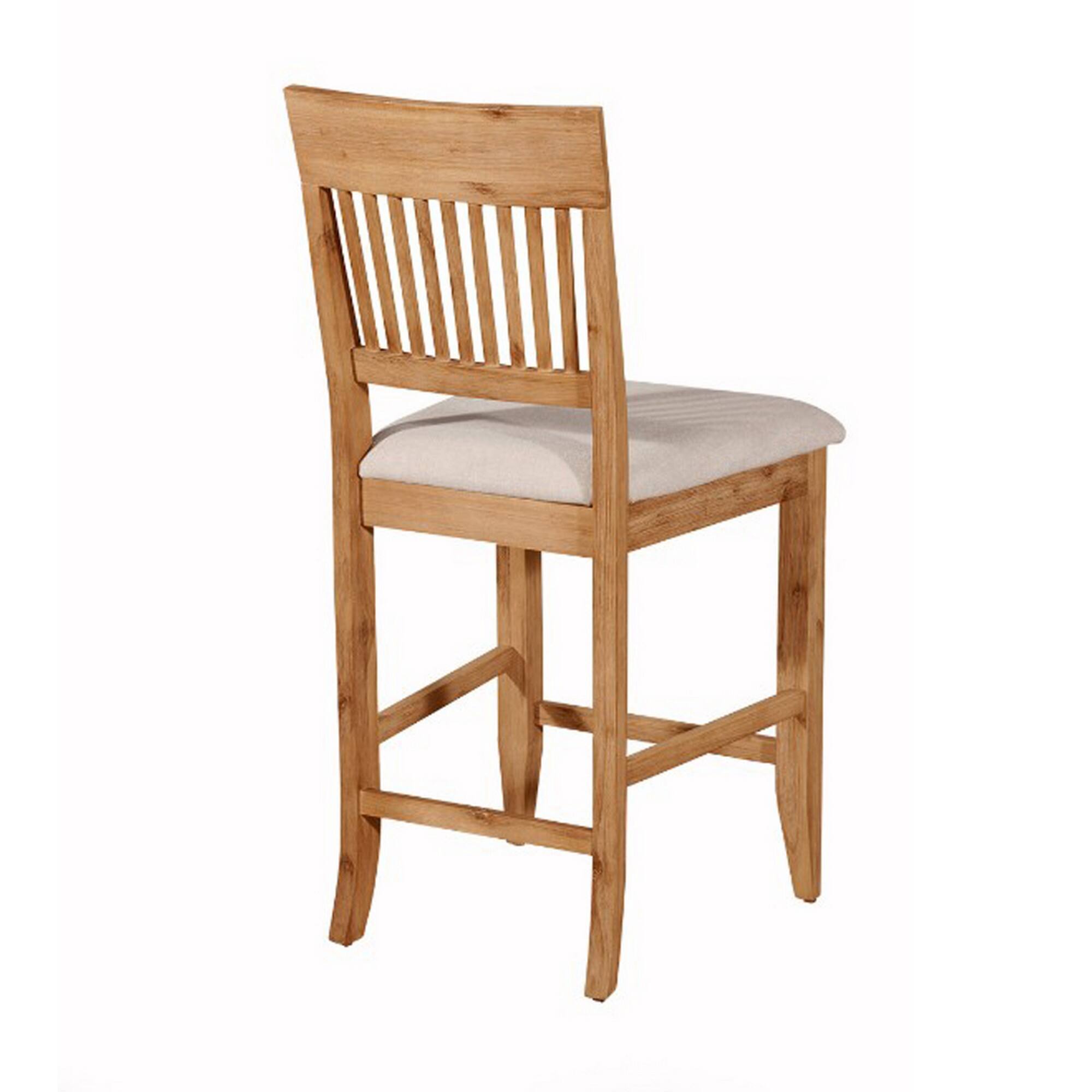 Left. Manhattan Lane - Wooden Pub Chair With  Fabric Upholstery Set Of 2 - Natural Brown.