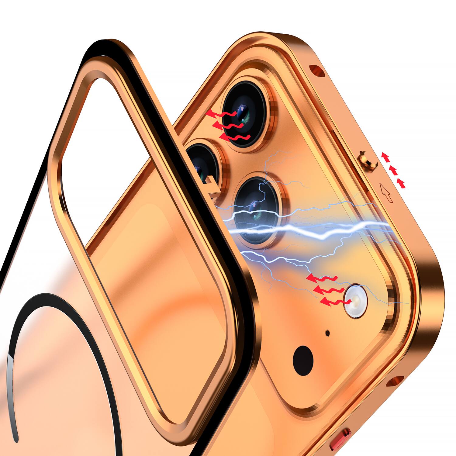 Alt View 1. Dteck - Magnetic Aluminum Bumper Case for Apple iPhone 17 Pro Max, Slim Shockproof Translucent Matte Cover with Buckle Lock - Titanium.