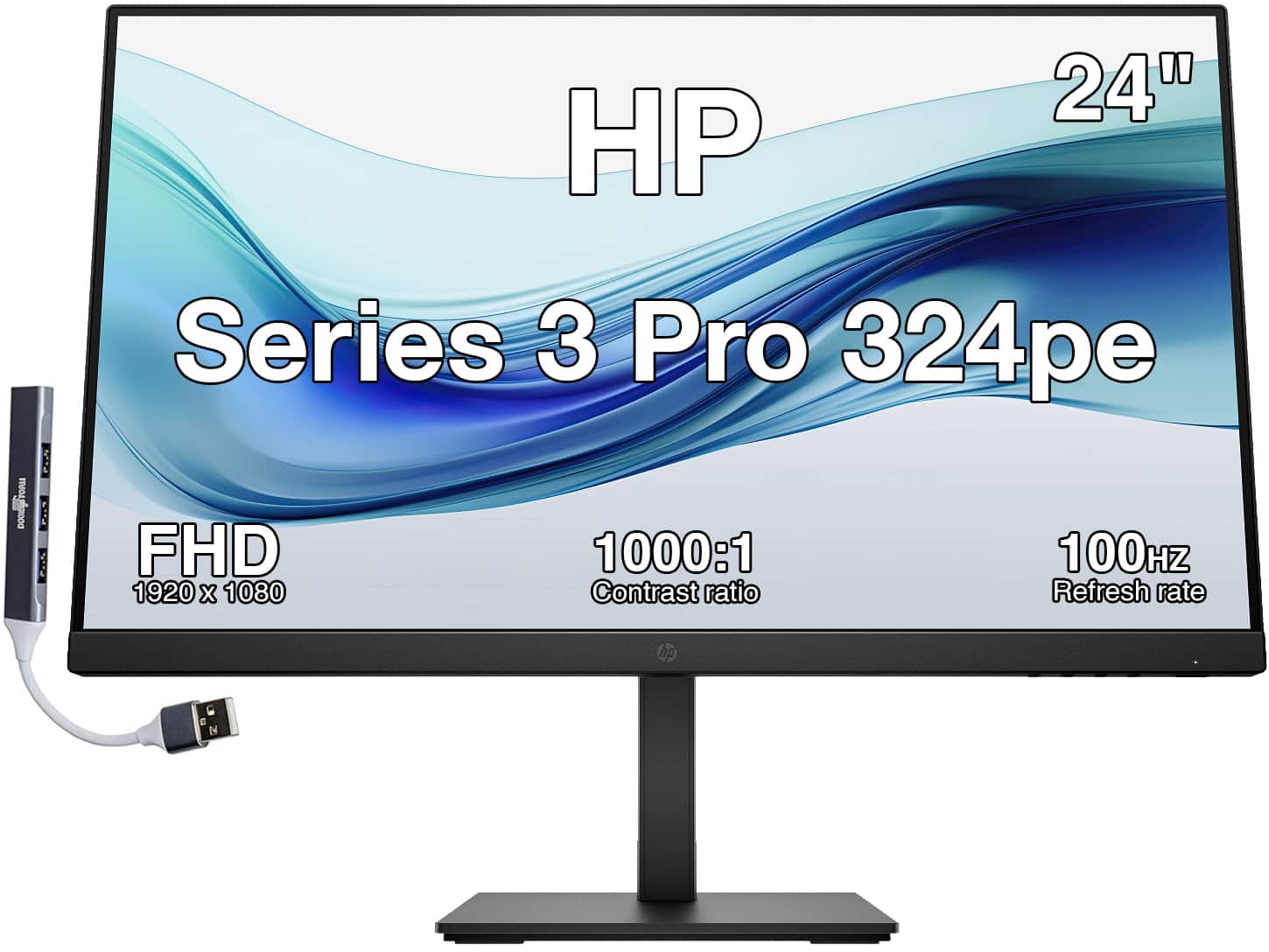 HP - Series 3 Pro 324pe 24" FHD IPS Monitor, 5ms Response Time, Anti-Glare, HDMI & DKZ Hub (B1GM5AA#ABA) - Black