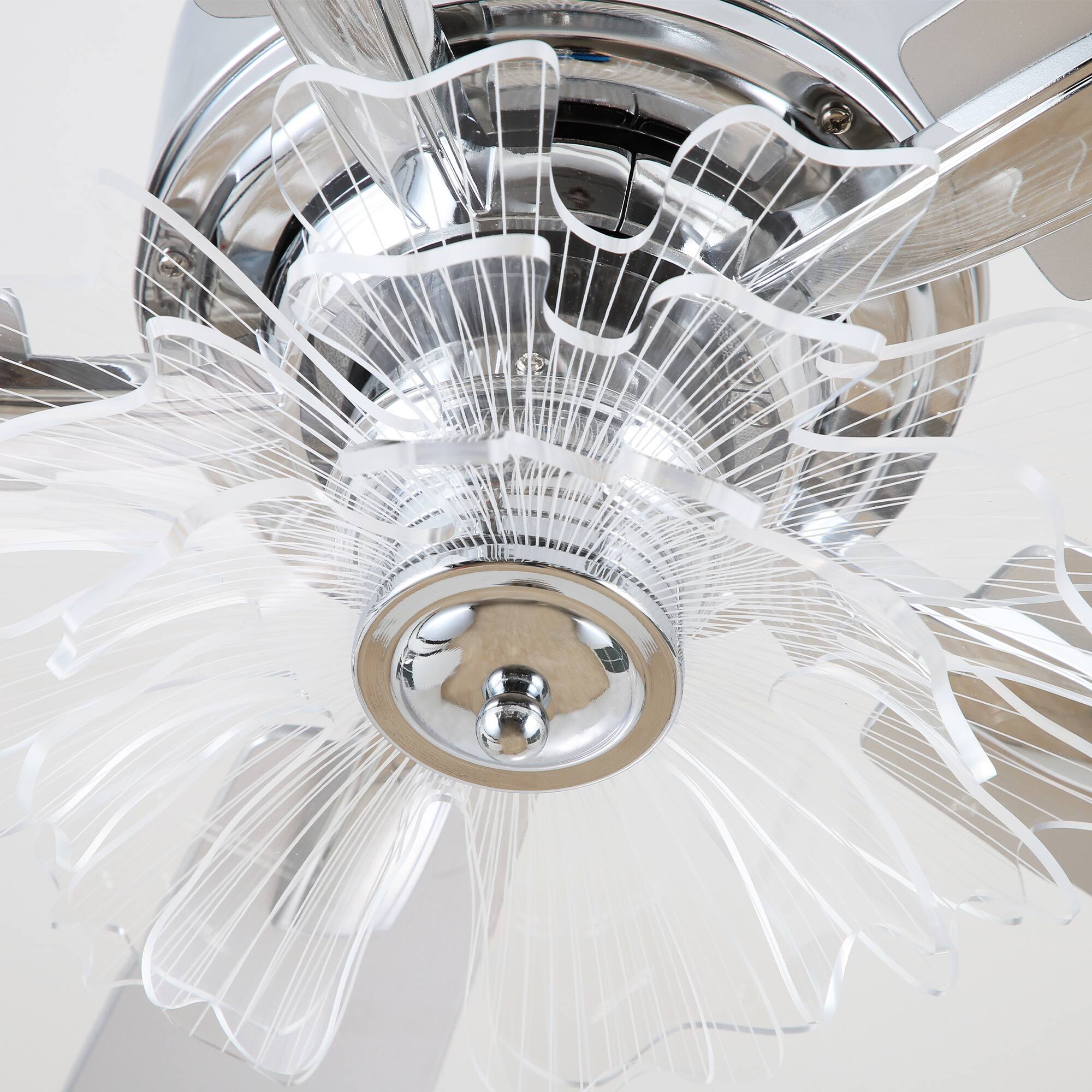 Alt View 9. Parrot Uncle - 52"Modern Chrome LED Ceiling Fan with Remote and Light Guide Plate Design - Chrome.