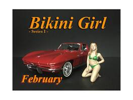 February Bikini Calendar Girl Figurine for 1/24 Scale Models by American Diorama - Multi