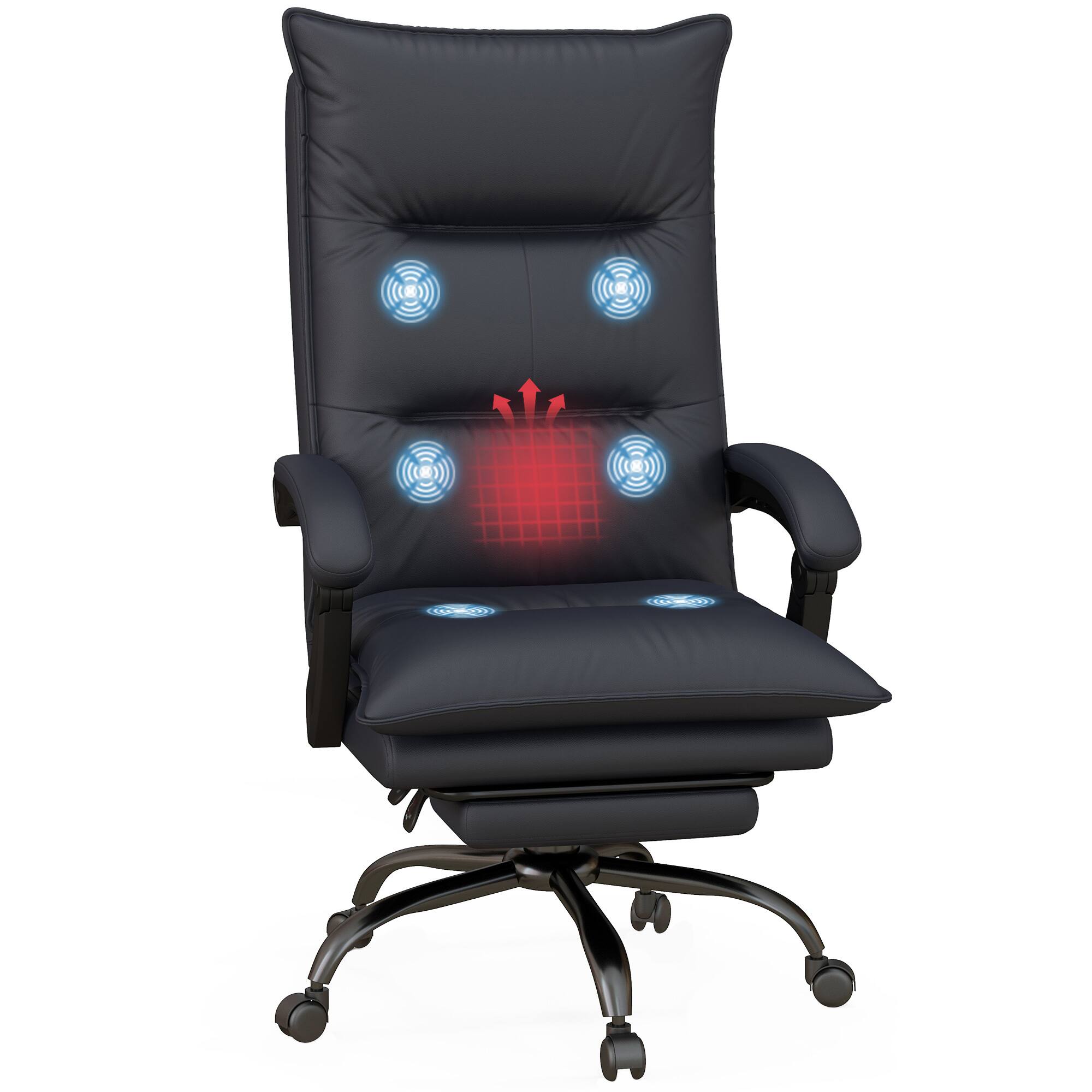 Vinsetto - Massage Office Chair with 6 Vibration Points, Executive Computer Desk Chair, Heated Reclining Chair - Charcoal Gray