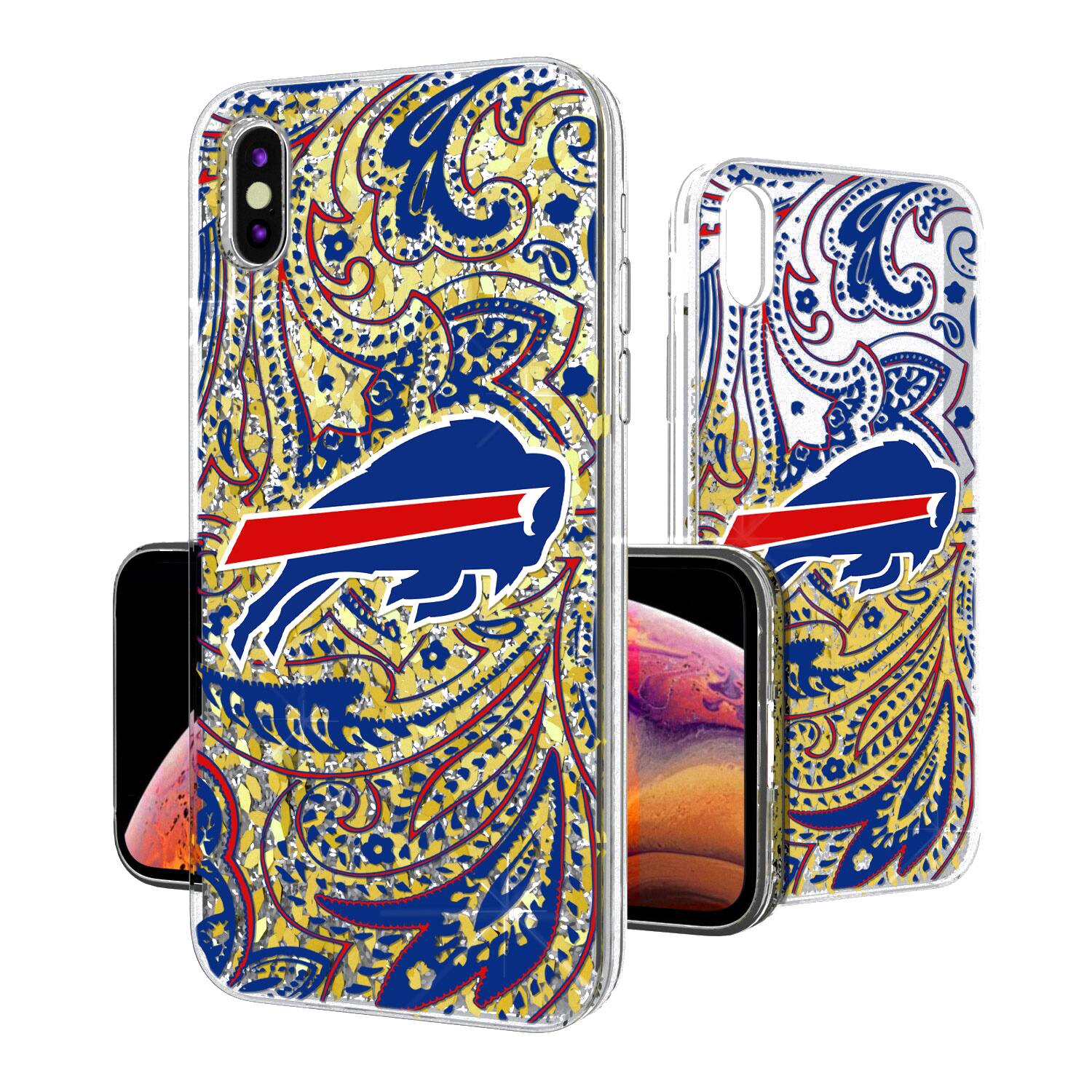 Alt View 1. Keyscaper - Buffalo Bills iPhone Paisley Design Glitter Case - 15 Pro Max - Multicolor.