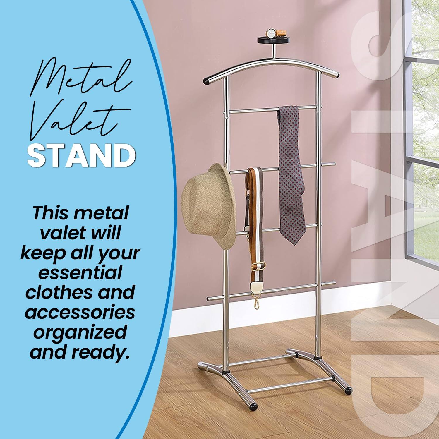 Metal Valet STAND

This metal valet will keep all your essential clothes and accessories organized and ready.
