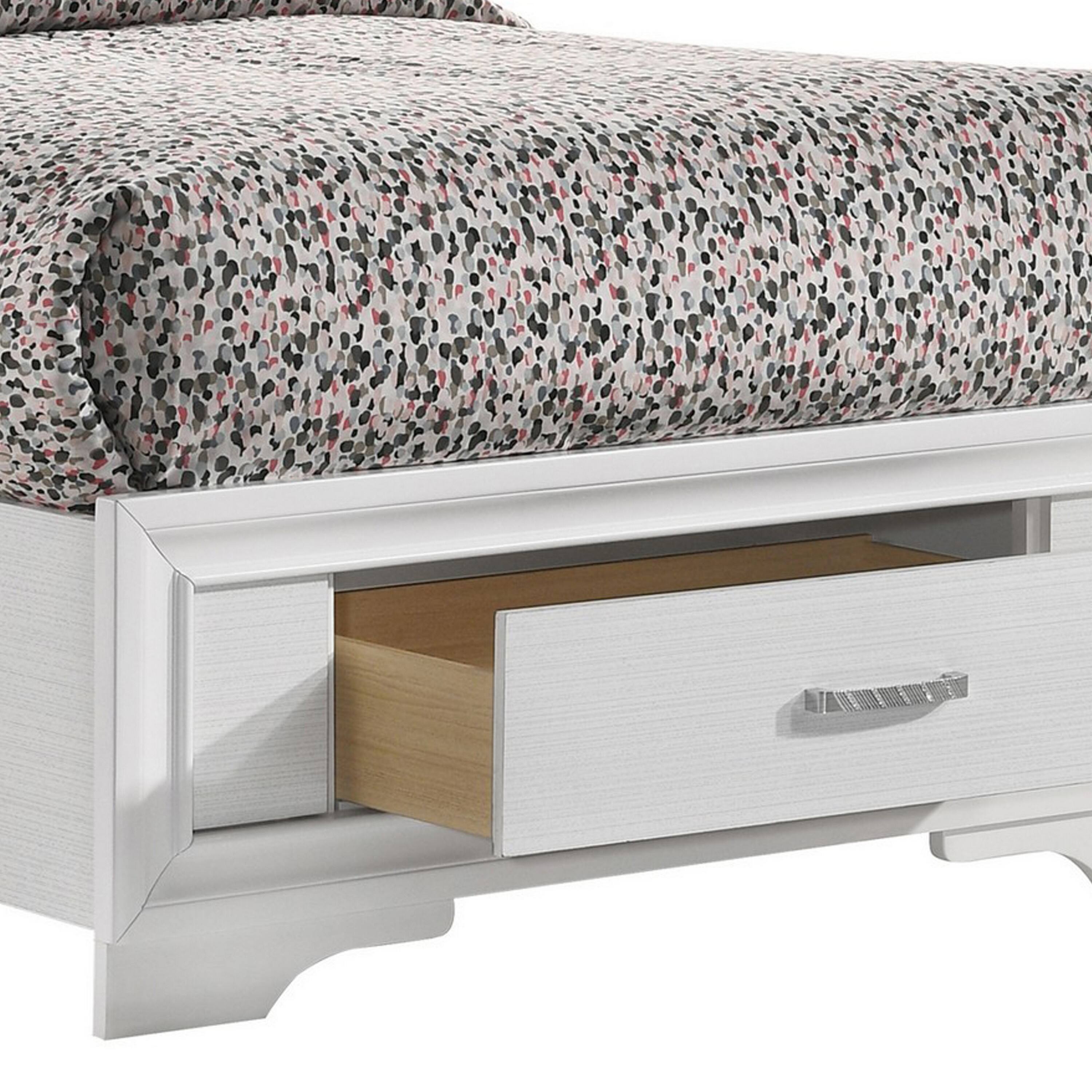 Alt View 3. Manhattan Lane - Vino Twin Size Panel Bed with 2 Storage Drawers, Acrylic Glitter - White, Silver.
