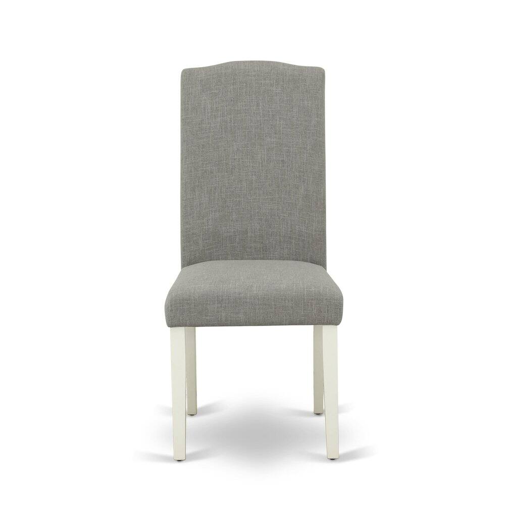 Angle. East West Furniture - Dining Room Set Linen White - Brown.