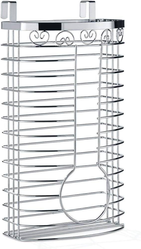 Alt View 1. Home It - Bag Storage Holder in Chrome - Over the Cabinet Kitchen Organizer or Wall Mount Grocery Bag Storage Easy-access Openings.