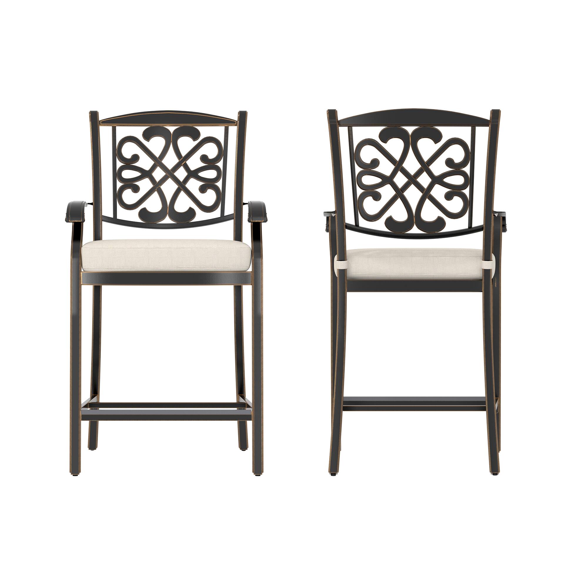 Back. Mondawe - 4-Piece Dining Bar High Chairs - Black+Beige.