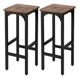 Gymax - Set of 2 Industrial Bar Stools 28'' Kitchen Breakfast Bar Chairs Rustic Brown - Rustic Brown,Black