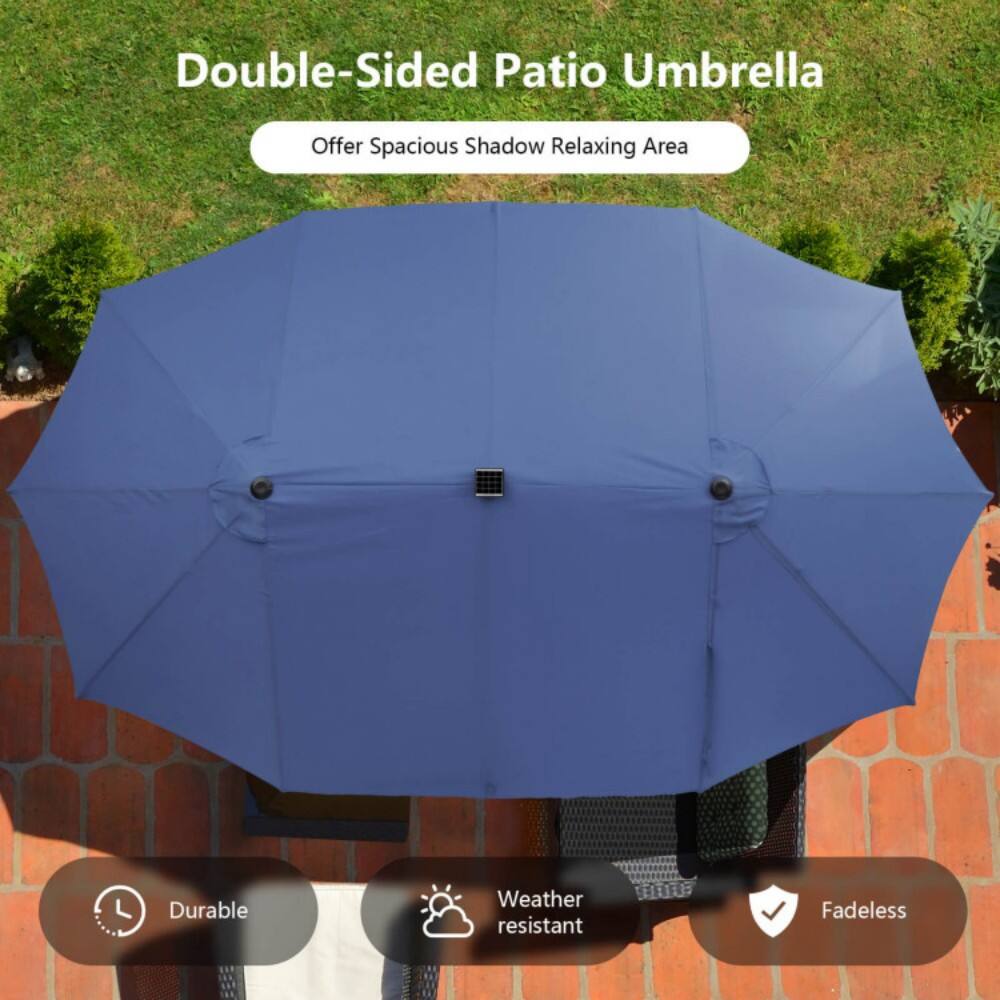 Double-Sided Patio Umbrella  
Offer Spacious Shadow Relaxing Area  

- Durable  
- Weather resistant  
- Fadeless