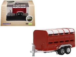 Livestock Trailer 1/148 (N) Scale Diecast Model Car by Oxford Diecast - Red
