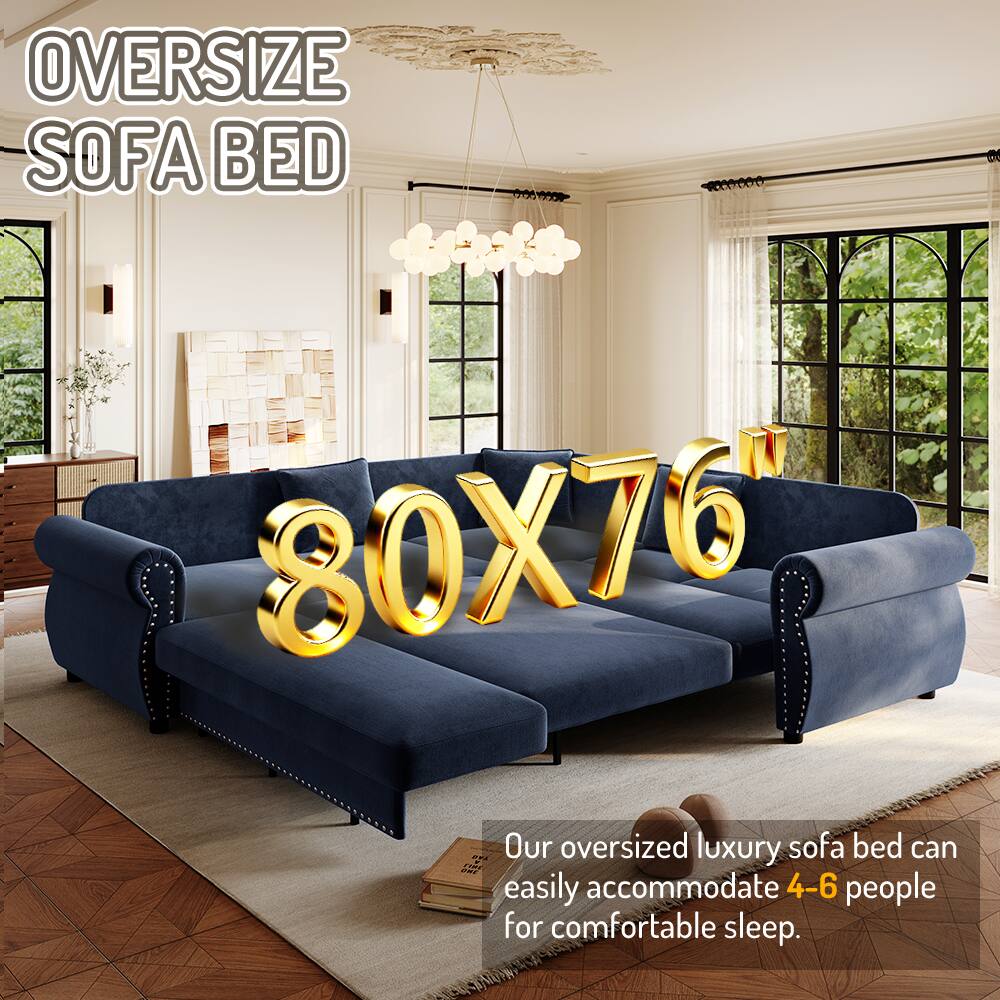 OVERSIZE SOFA BED  
80X76  
Our oversized luxury sofa bed can easily accommodate 4-6 people for comfortable sleep.