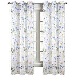 RT Designers Collection - Kelce Doily Grommet Light Filtering Window Curtains for Bedroom 54" x 90" - Blue