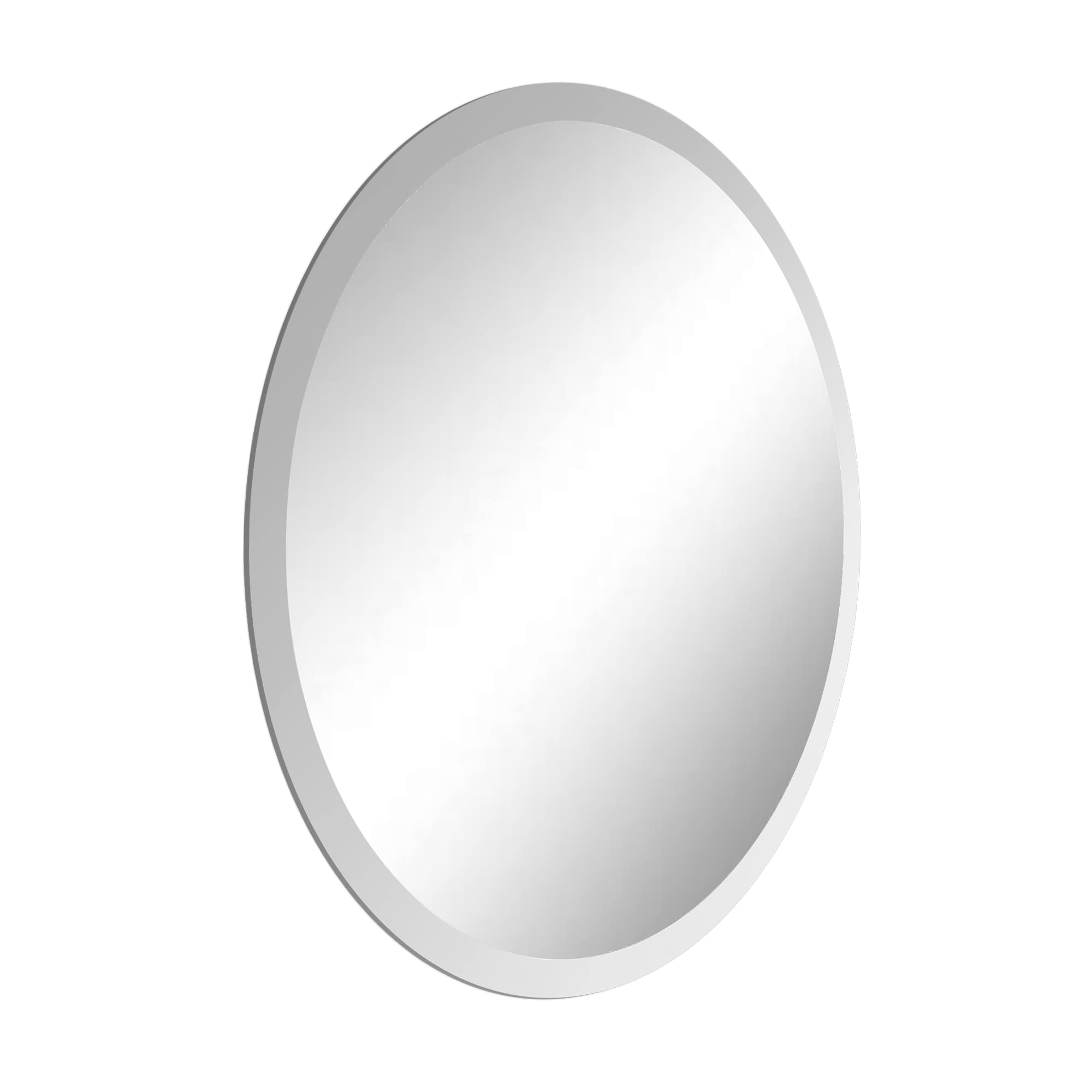 Alt View 3. METALTON - Oval Beveled Edge With Safety Backing Frameless Wall Mounted Hooks For Bedroom Vanity Room Bathroom Living - 36"L x 24"W Oval.