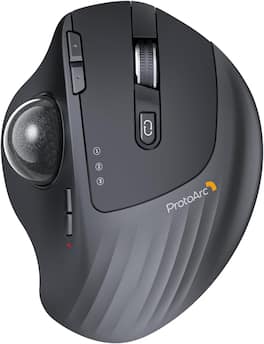 ProtoArc - Wireless Trackball Mouse, Rechargeable Thumb Control,Trackball Ergonomic Mouse - Wireless - Black