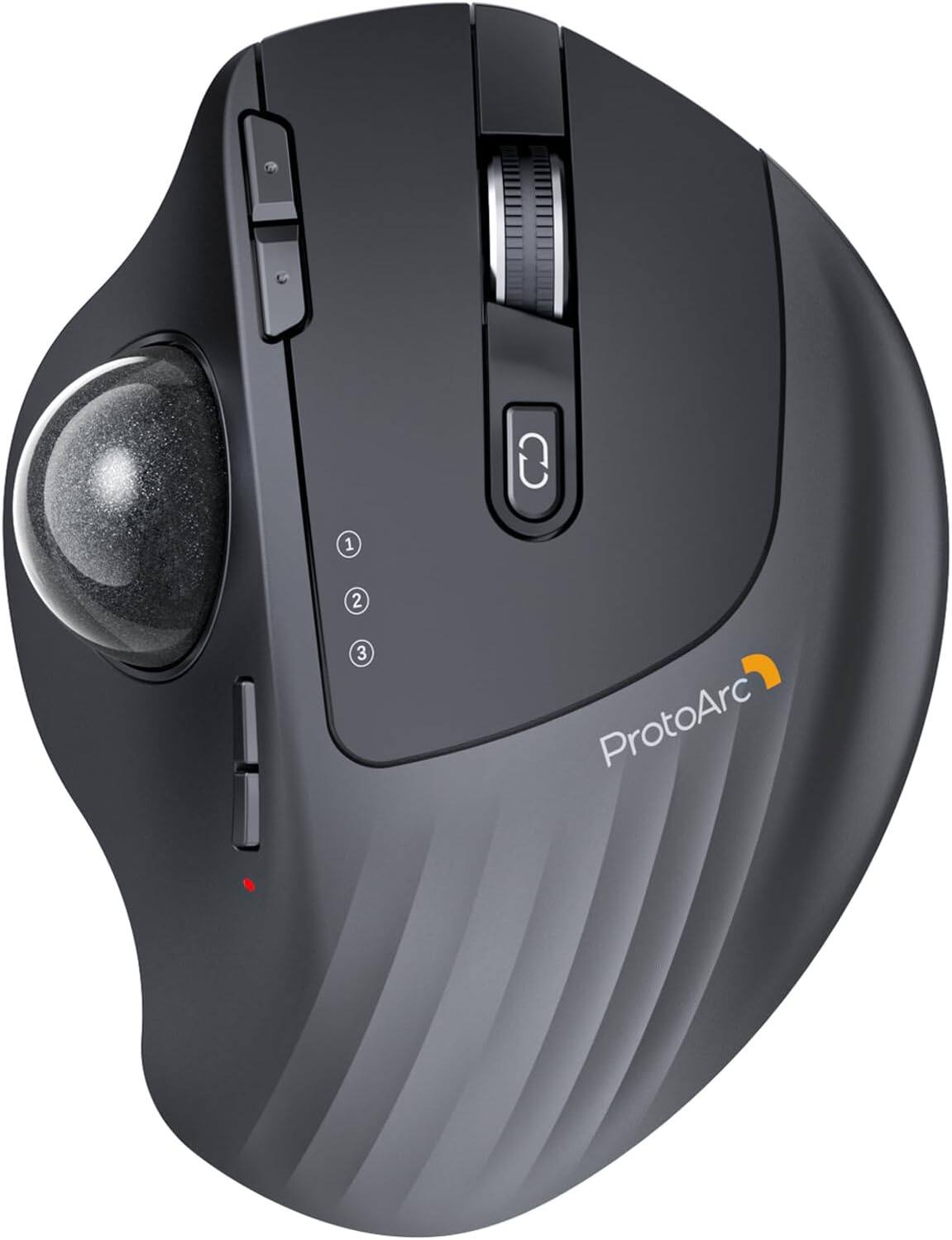 Front. ProtoArc - Wireless Trackball Mouse, Rechargeable Thumb Control,Trackball Ergonomic Mouse - Black.