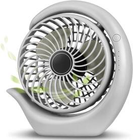 FINEAK - 3-Speed Portable Rechargeable Desk Fan, 8-24H Runtime Strong Wind (Grey)