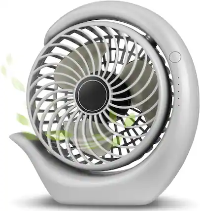 Front. FINEAK - 3-Speed Portable Rechargeable Desk Fan, 8-24H Runtime Strong Wind (Grey).