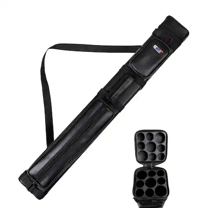 Front. GSE Games & Sports Expert - 3x6 Square Hard Pool Cue Case, Billiard Stick Carrying Case for 3 Sticks, Billiard Cue Cases - Black - Black.
