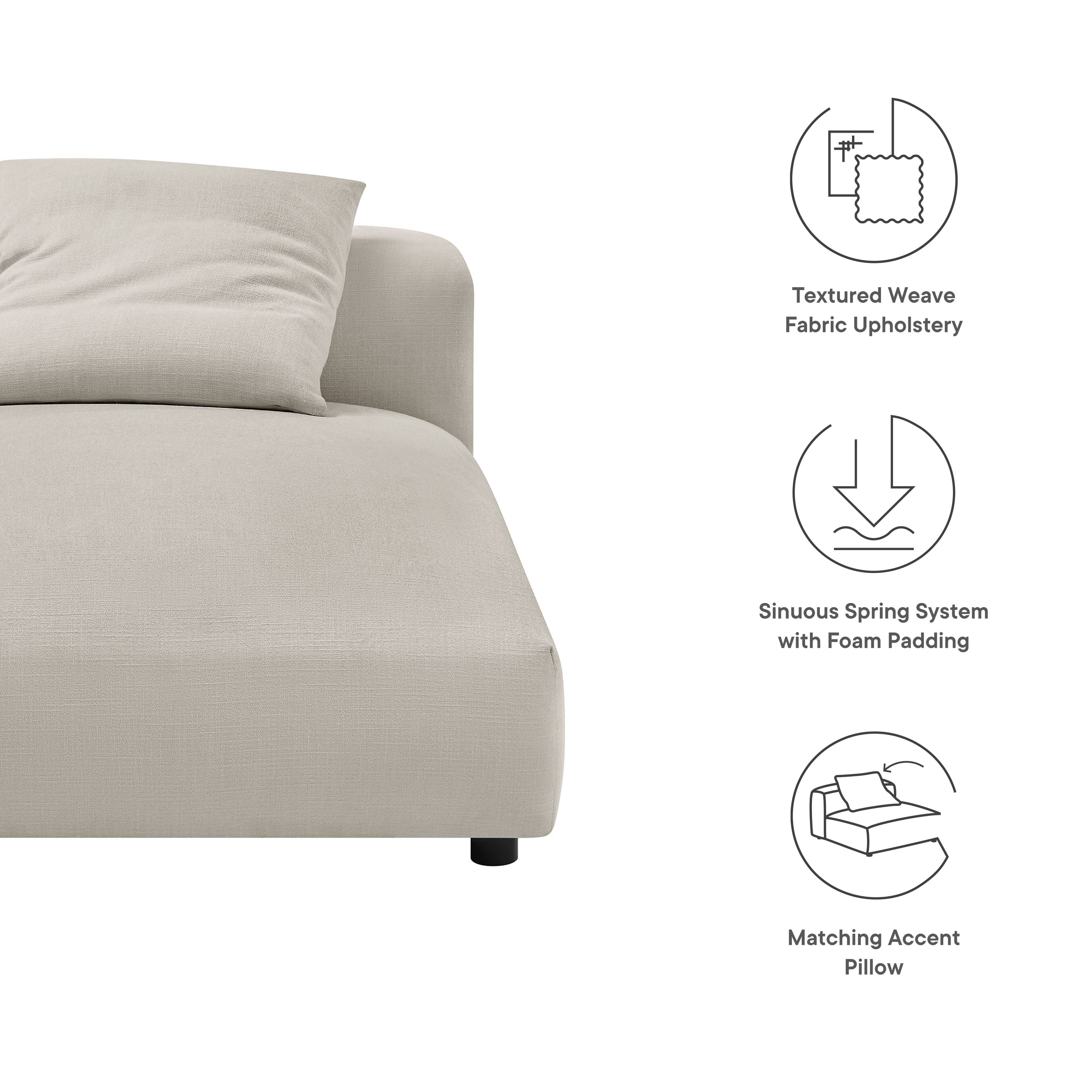 Textured Weave Fabric Upholstery  
Sinuous Spring System with Foam Padding  
Matching Accent Pillow