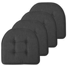 Sweet Home Collection - Solid Color U Shaped Memory Foam 17" x 16" Chair Cushions, 4-Pack - Charcoal