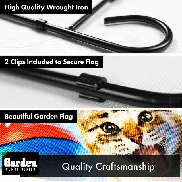 High Quality Wrought Iron  
2 Clips Included to Secure Flag  
Beautiful Garden Flag  
Quality Craftsmanship  

Garden COMBO SERIES