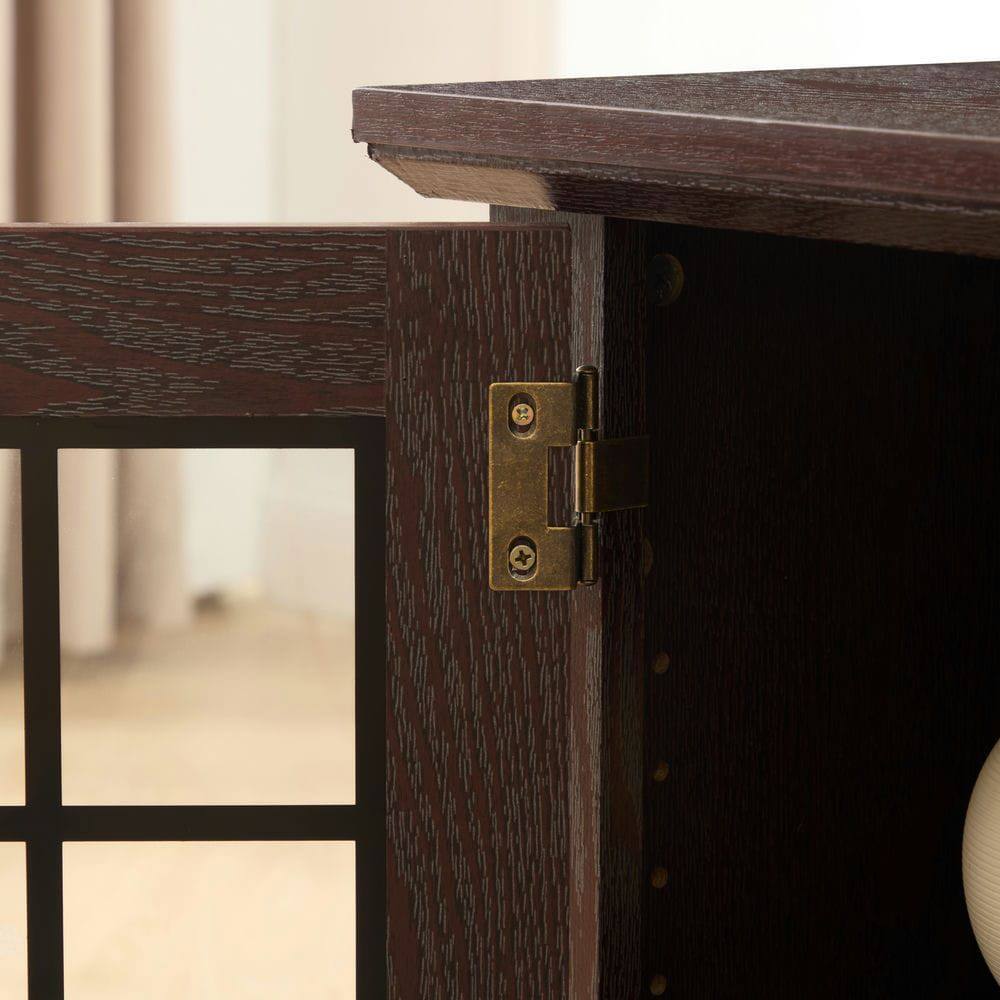 Alt View 5. Kadyn - 58-Inch Modern Entertainment Center with Faux Stone Finish - Cherry - Brown.