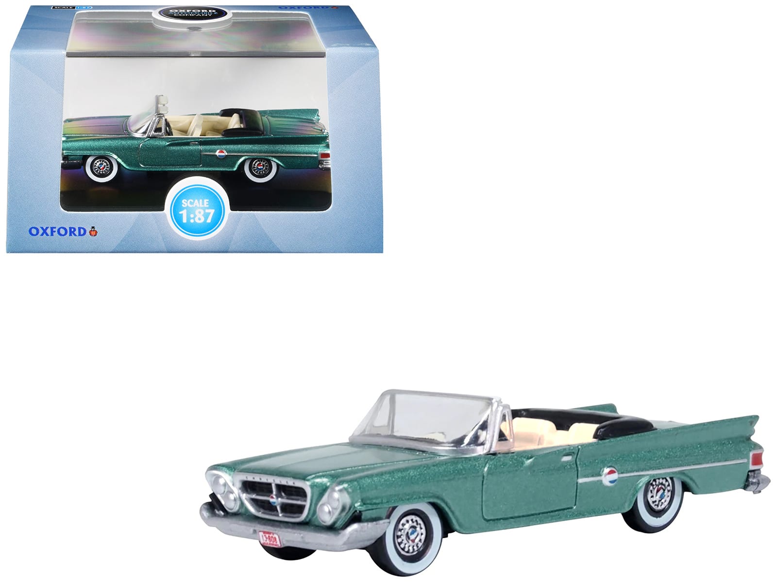 1961 Chrysler 300 Convertible Pinewood Green Metallic 1/87 (HO) Scale Diecast Model Car by Oxford Diecast price history on PriceWatchPro
