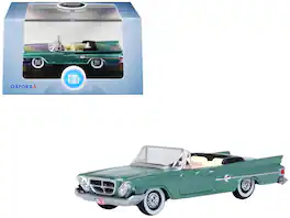 1961 Chrysler 300 Convertible Pinewood 1/87 (HO) Scale Diecast Model Car by Oxford Diecast - Green Metallic