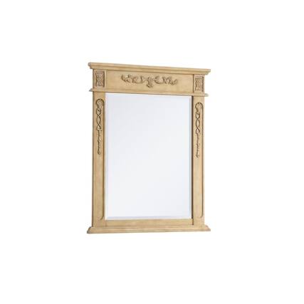 Front. Elegant Decor - Wood Frame Mirror 28 Inch X 36 Inch In Antique Beige - Antique Beige.
