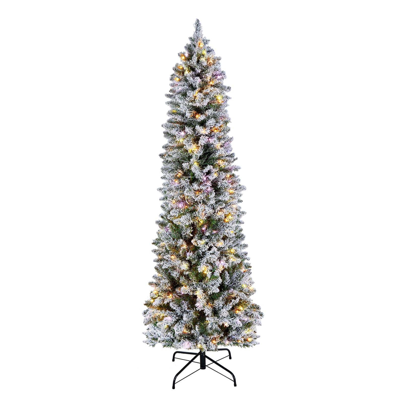 VEVOR - Christmas Tree, 6ft Prelit Flocked Artificial Tree, Full Holiday Xmas Deco Trees with 240 Colorful LED Lights - Snow Flocked