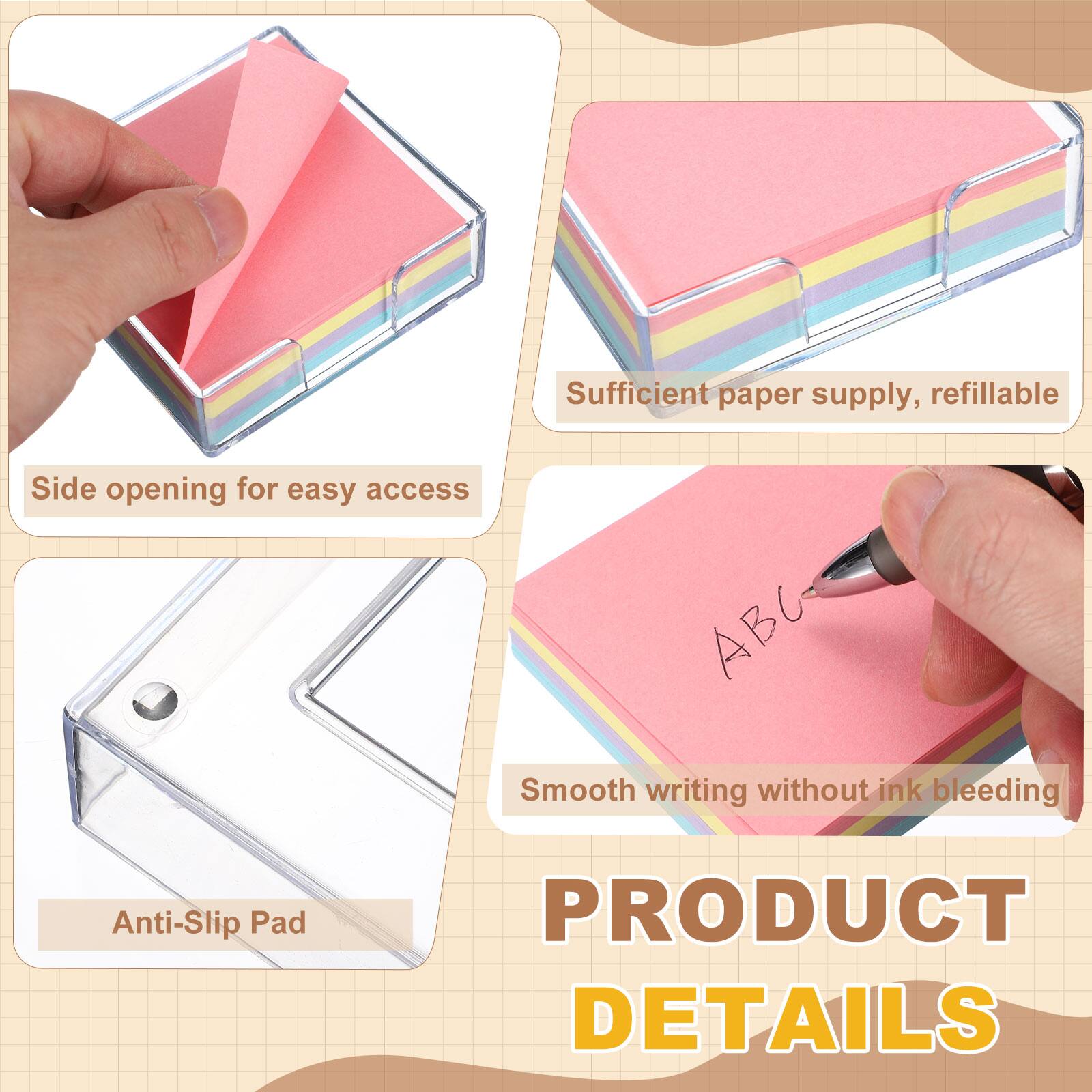 - Sufficient paper supply, refillable
- Side opening for easy access
- Smooth writing without ink bleeding
- Anti-Slip Pad

PRODUCT DETAILS