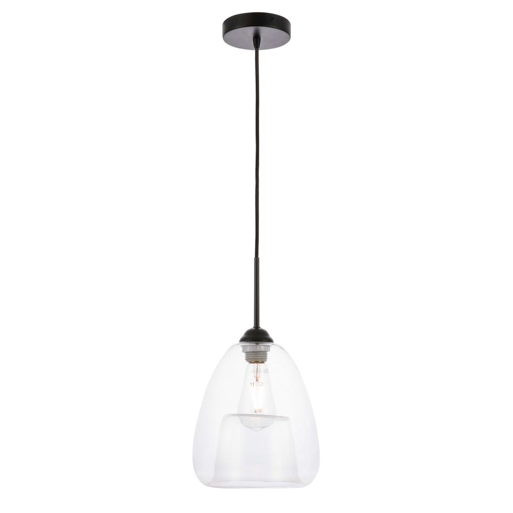 Alt View 7. Living District - Kason 1 light Black and Clear glass pendant - Black And Clear Glass.