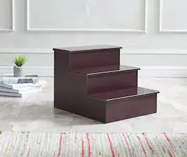 Kings Brand Furniture - Darien 3 Step Wood Step Stool for Adults or Kids, Dog Stairs - Dark cherry