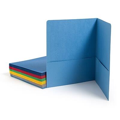Front. Smead - Smead 2 Pocket Cardstock Portfolio Folder, Assorted Colors, 25/Box (87850) - Assorted Colors.