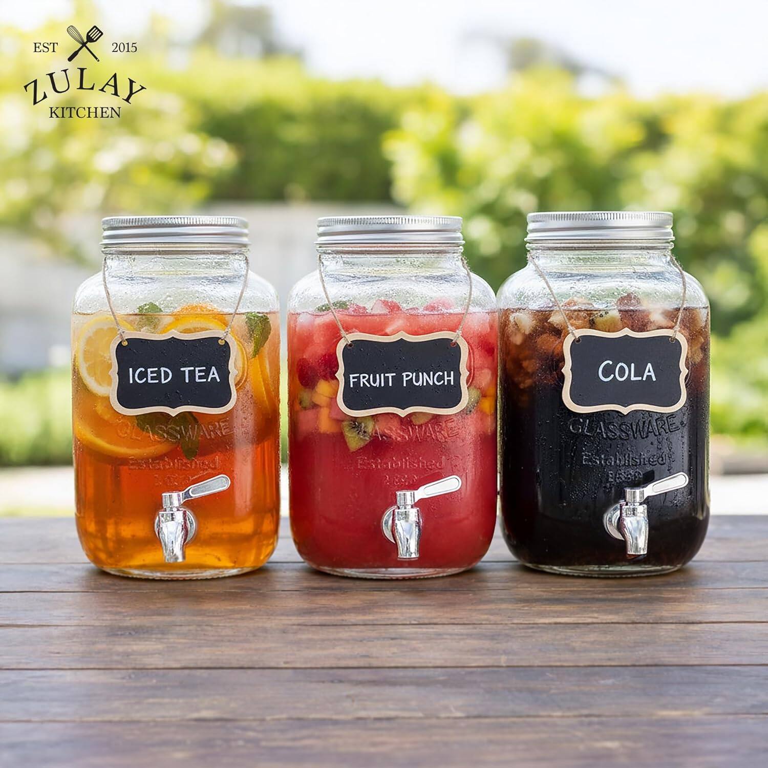 EST 2015 ZULAY KITCHEN ICED TEA FRUIT PUNCH COLA GLASSWARE Established 8 GLASSWARE Established