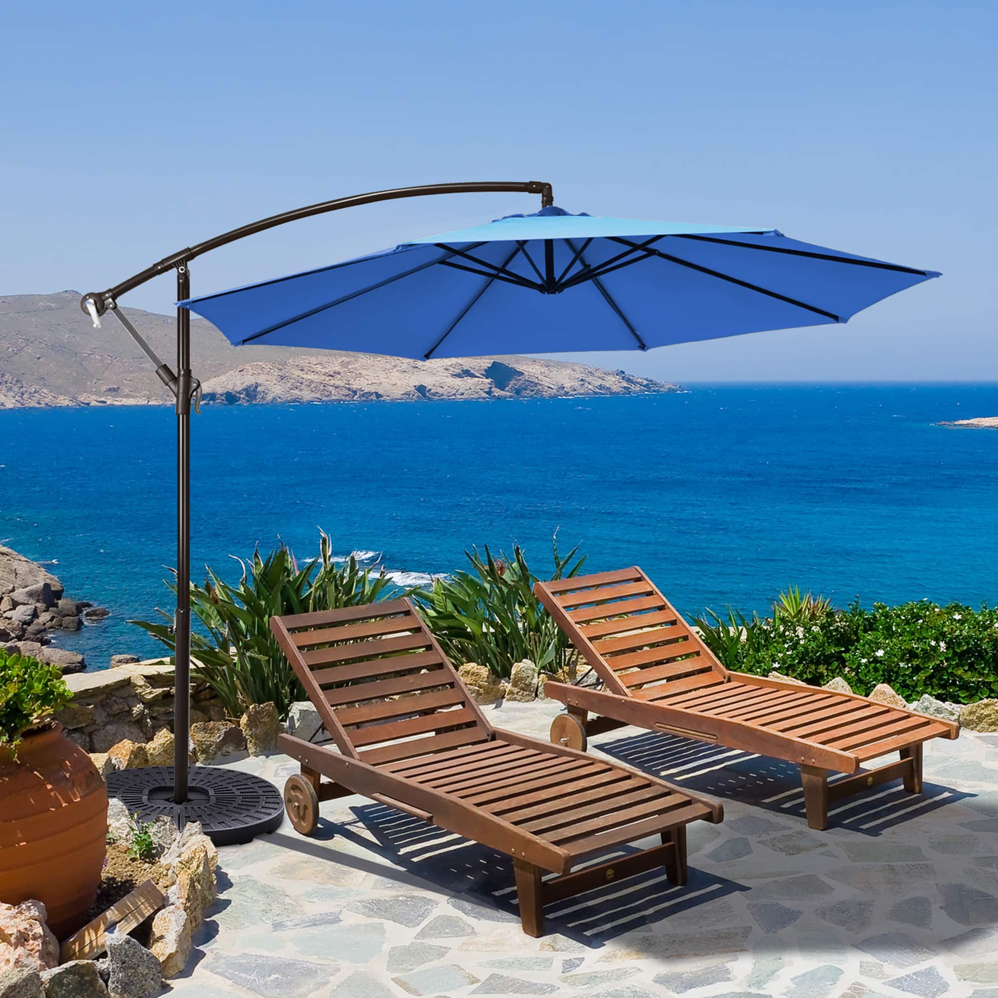 Gymax - 10 ft Patio Cantilever Offset Umbrella Yard Garden Outdoor w/ 8 Ribs - Blue price history on PriceWatchPro