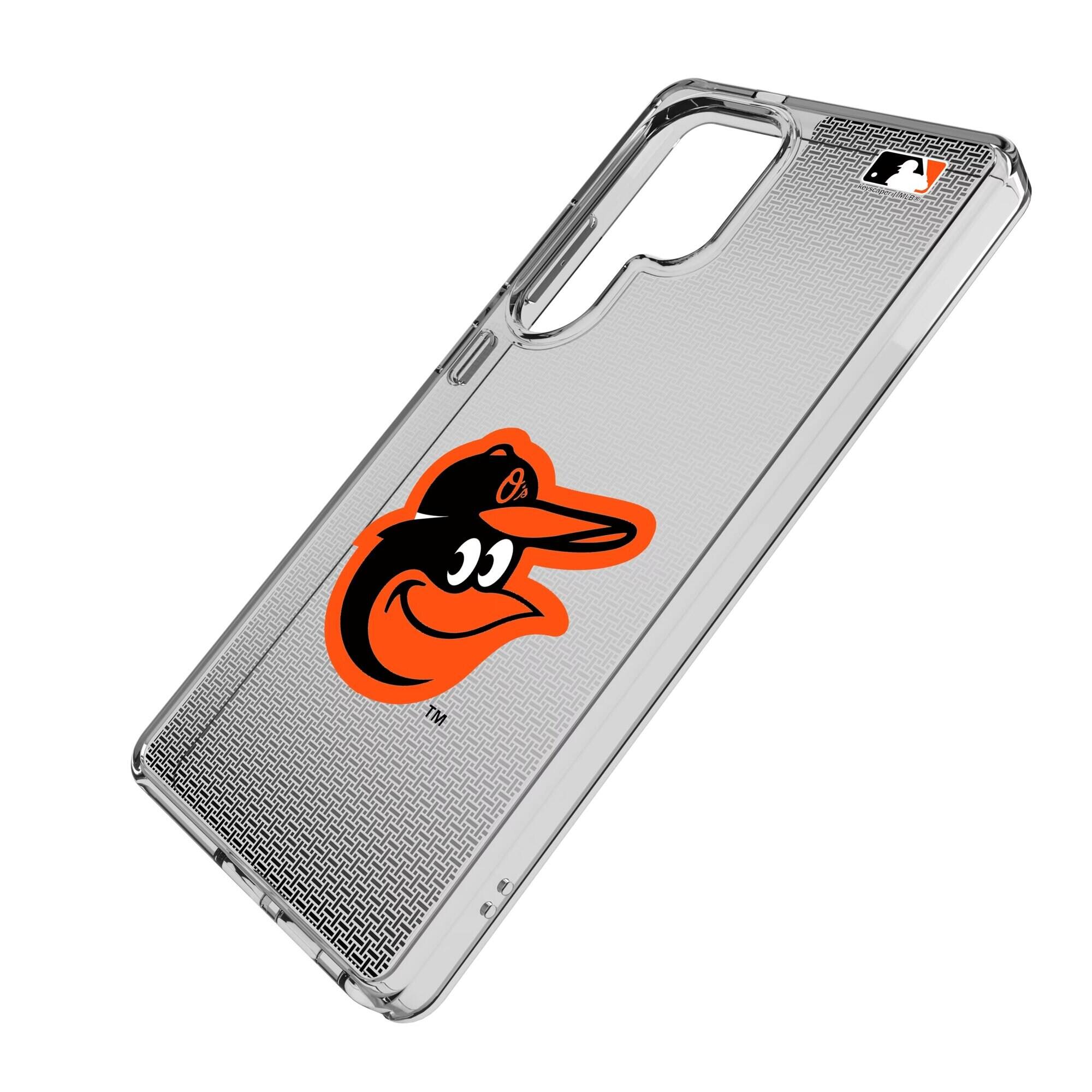 Alt View 1. Keyscaper - Baltimore Orioles Linen Logo Galaxy Clear Case - S21 Plus - Multicolor.